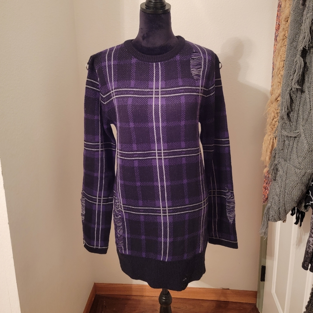 Killstar plaid knit sweater dress